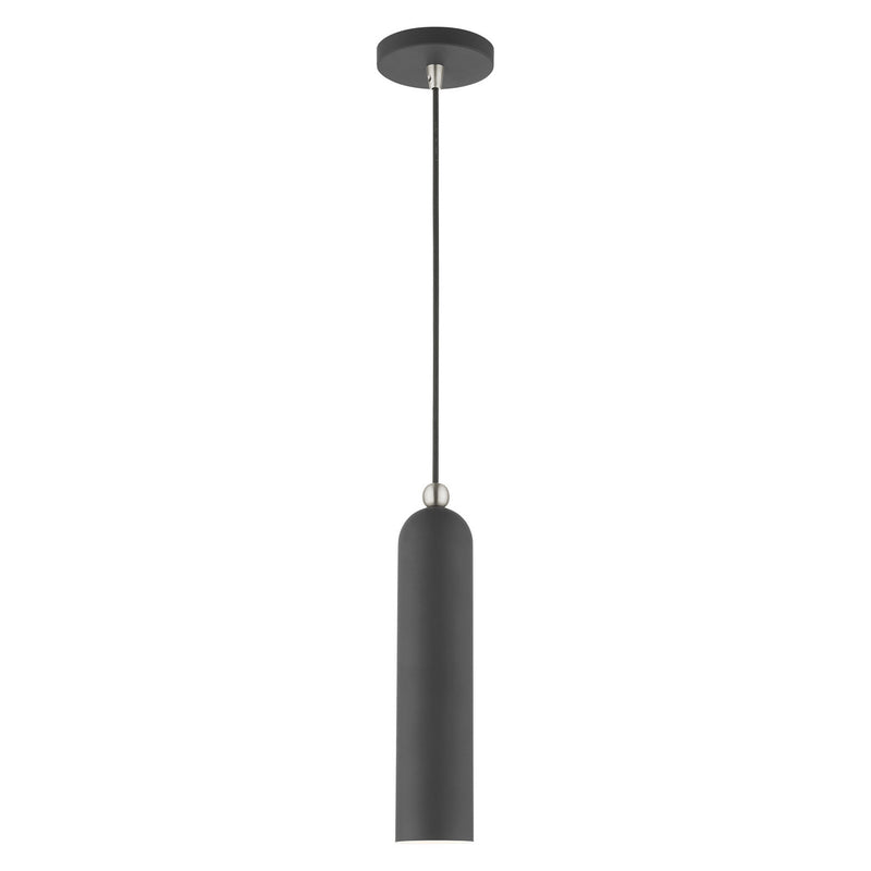 Livex Lighting 46751-76 One Light Pendant, Scandinavian Gray w/ Brushed Nickels