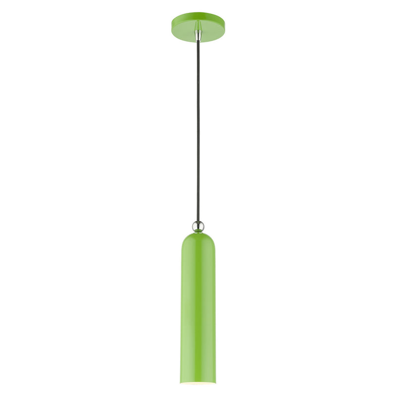 Livex Lighting 46751-78 One Light Pendant, Shiny Apple Green w/ Polished Chromes