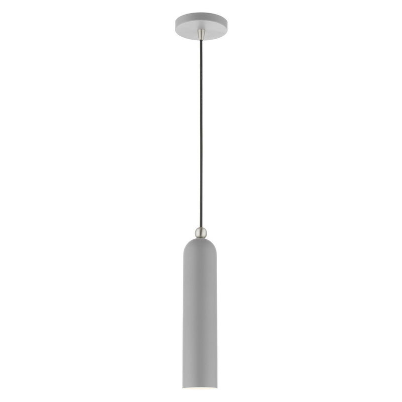 Livex Lighting 46751-80 One Light Pendant, Nordic Gray w/ Brushed Nickels