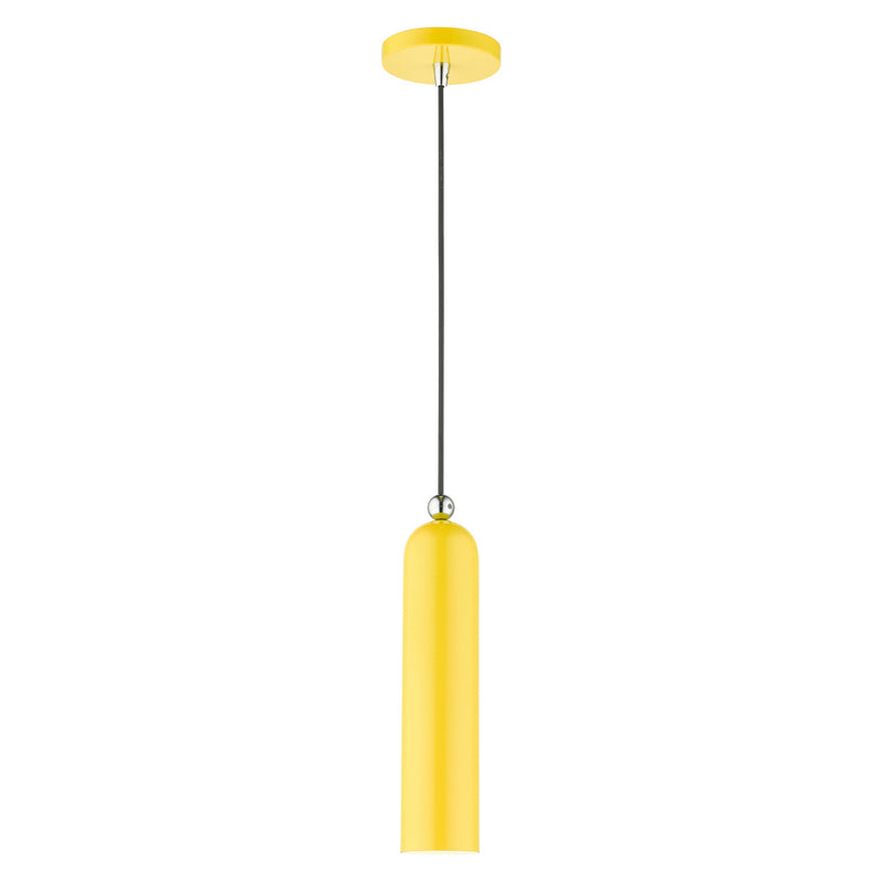 Livex Lighting 46751-82 One Light Pendant, Shiny Yellow w/ Polished Chromes