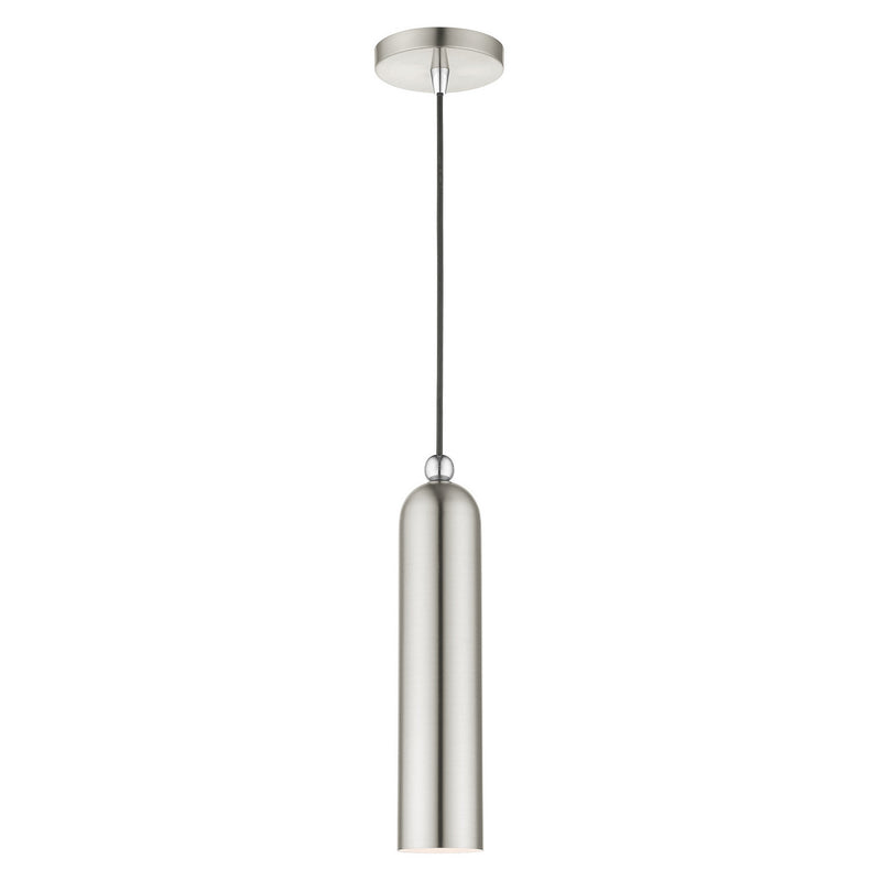 Livex Lighting 46751-91 One Light Pendant, Brushed Nickel w/ Polished Chromes