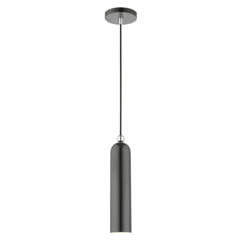 Livex Lighting 46751-96 One Light Pendant, Shiny Dark Gray w/ Polished Chromes