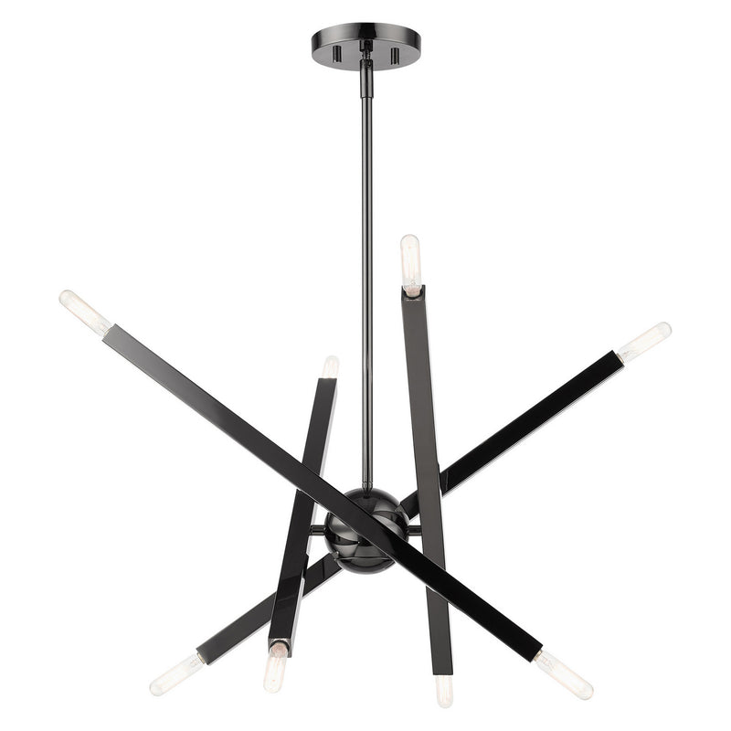 Livex Lighting 46985-46 Eight Light Chandelier, Black Chrome