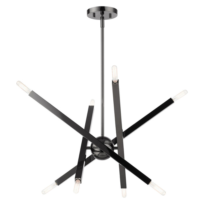 Livex Lighting 46985-46 Eight Light Chandelier, Black Chrome