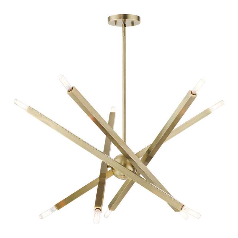 Livex Lighting 46986-01 Ten Light Chandelier, Antique Brass