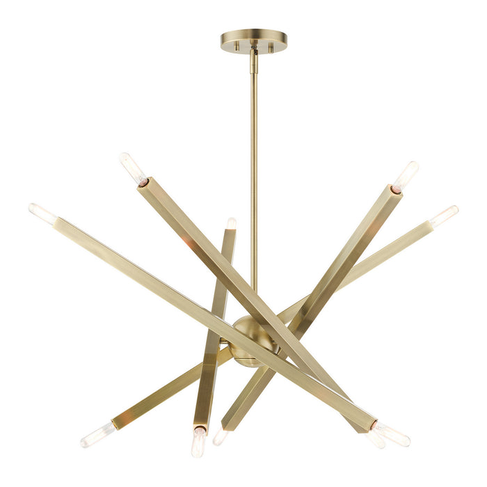 Livex Lighting 46986-01 Ten Light Chandelier, Antique Brass