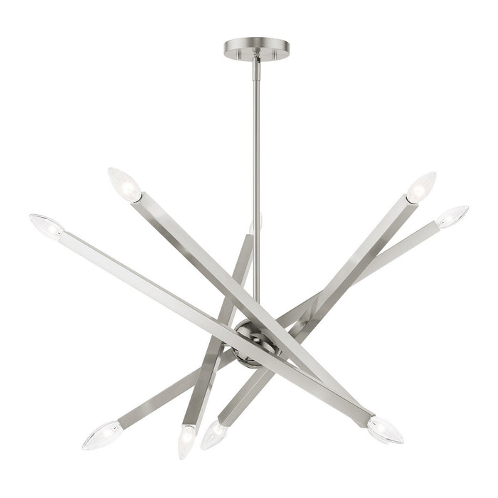 Livex Lighting 46986-91 Ten Light Chandelier, Brushed Nickel w/ Black Chromes