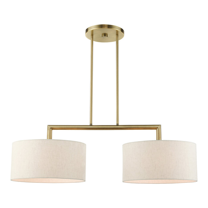 Livex Lighting 49292-01 Two Light Linear Chandelier, Antique Brass