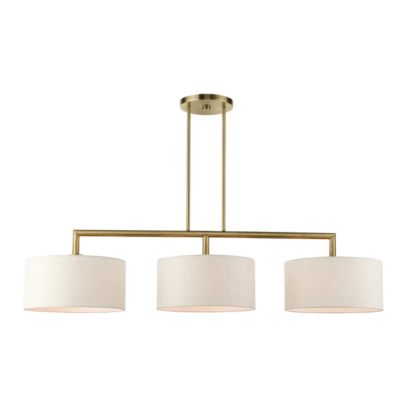 Livex Lighting 49293-01 Three Light Linear Chandelier, Antique Brass