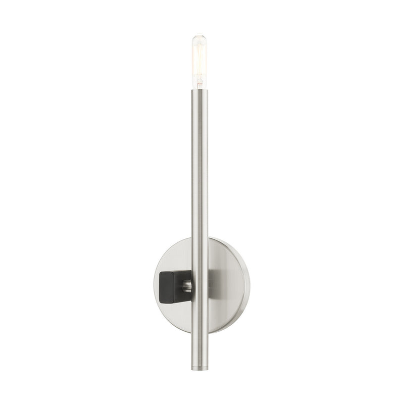 Livex Lighting 49341-91 One Light Wall Sconce, Brushed Nickel w/ Blacks
