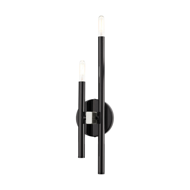 Livex Lighting 49342-46 Two Light Wall Sconce, Black Chrome w/ Brushed Nickels