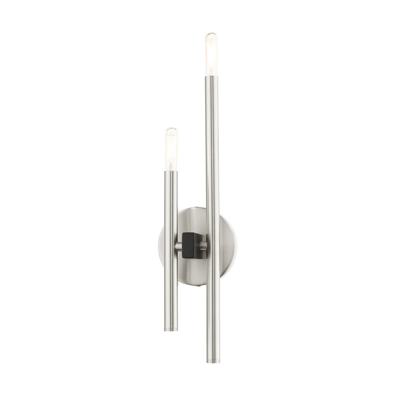 Livex Lighting 49342-91 Two Light Wall Sconce, Brushed Nickel w/ Blacks