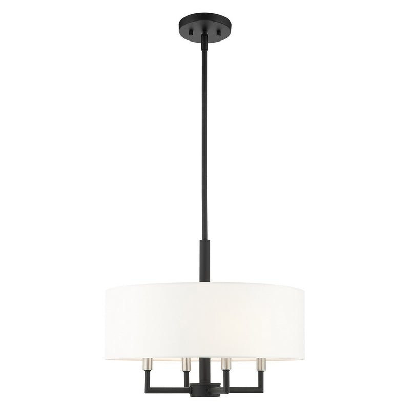 Livex Lighting 49374-04 Four Light Chandelier, Black w/ Brushed Nickels