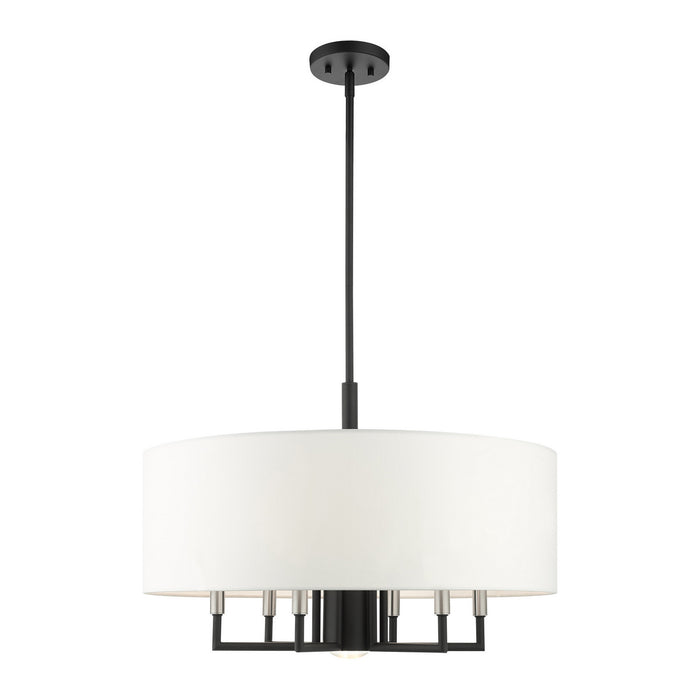Livex Lighting 49376-04 Seven Light Chandelier, Black w/ Brushed Nickels