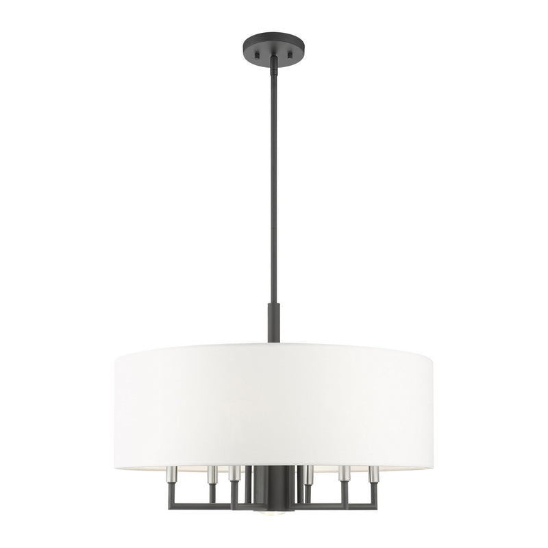 Livex Lighting 49376-76 Seven Light Chandelier, Scandinavian Gray w/ Brushed Nickels