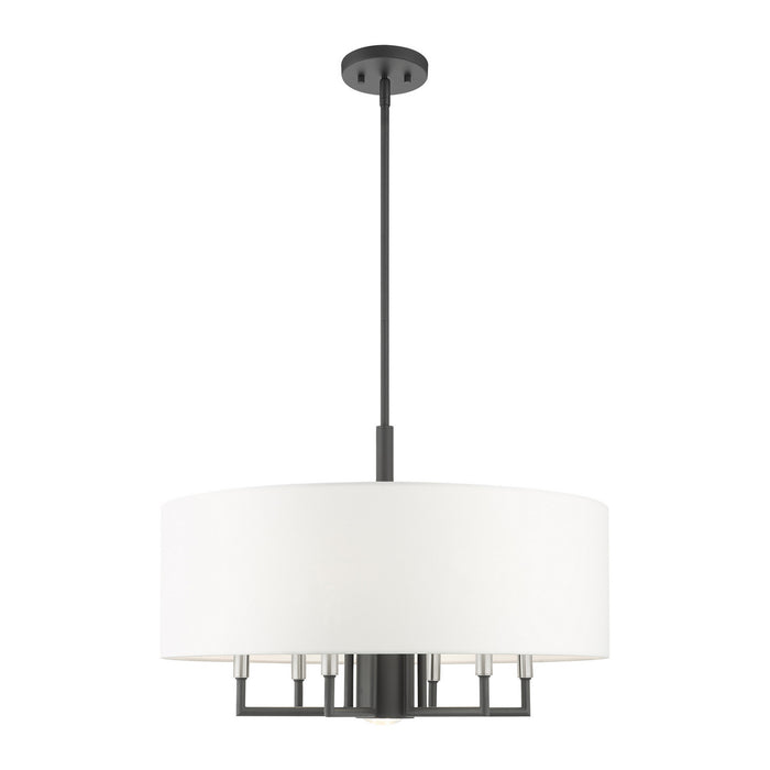 Livex Lighting 49376-76 Seven Light Chandelier, Scandinavian Gray w/ Brushed Nickels