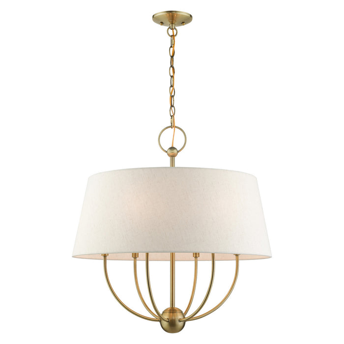 Livex Lighting 49446-01 Six Light Chandelier, Antique Brass