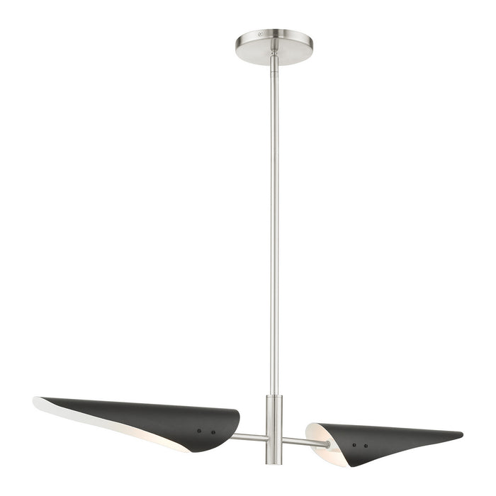 Livex Lighting 49492-91 Two Light Linear Chandelier, Brushed Nickel