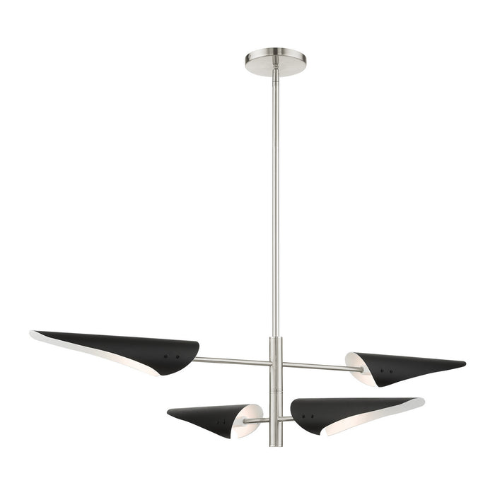 Livex Lighting 49494-91 Four Light Chandelier, Brushed Nickel