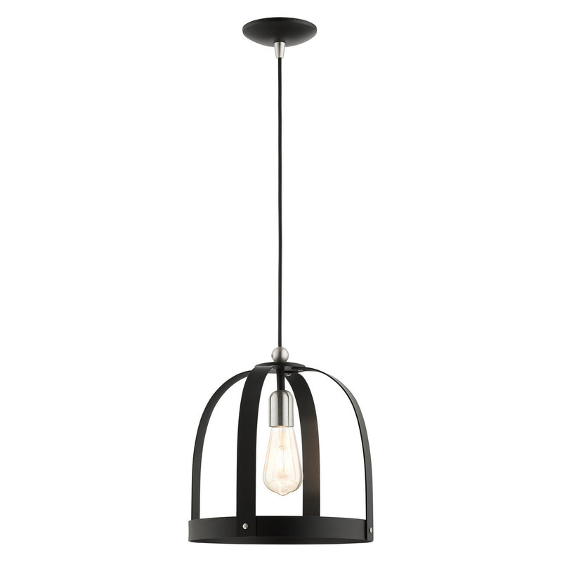 Livex Lighting 49643-14 One Light Pendant, Textured Black w/ Brushed Nickels