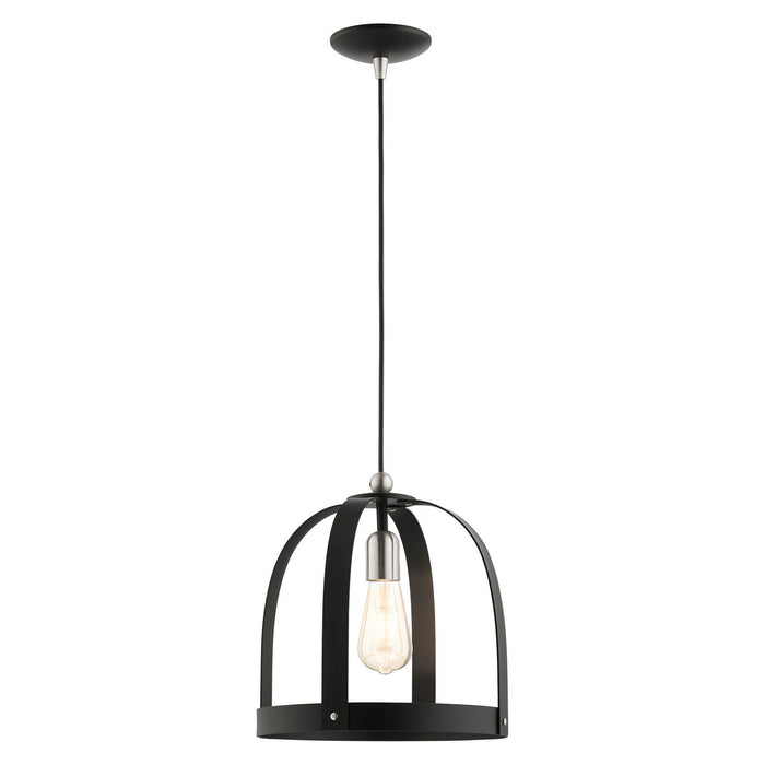 Livex Lighting 49643-14 One Light Pendant, Textured Black w/ Brushed Nickels