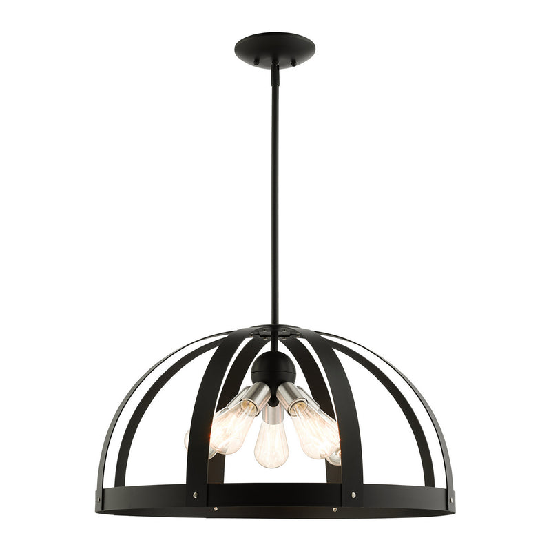 Livex Lighting 49645-14 Five Light Chandelier, Textured Black w/ Brushed Nickels