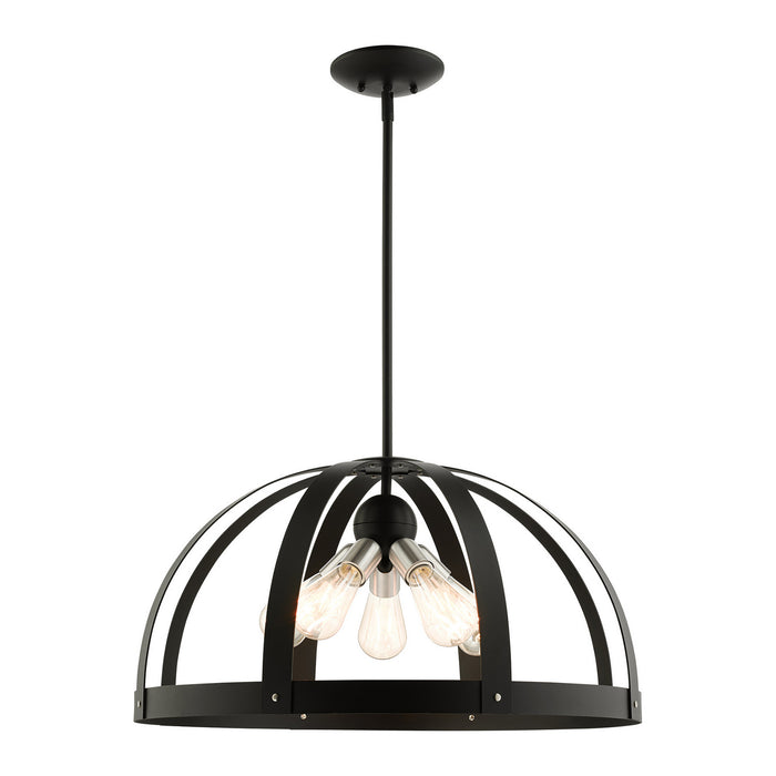 Livex Lighting 49645-14 Five Light Chandelier, Textured Black w/ Brushed Nickels
