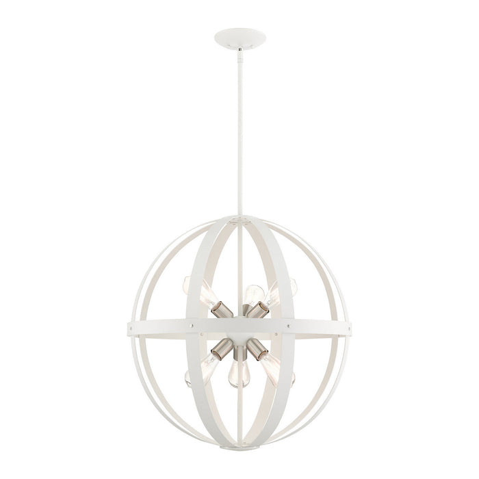 Livex Lighting 49646-13 Six Light Chandelier, Textured White w/ Brushed Nickel Cluster