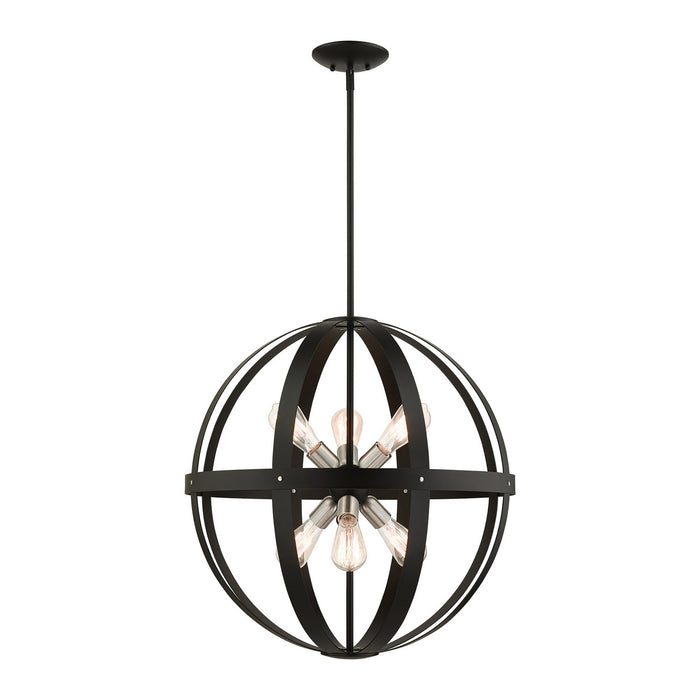 Livex Lighting 49646-14 Six Light Chandelier, Textured Black w/ Brushed Nickels