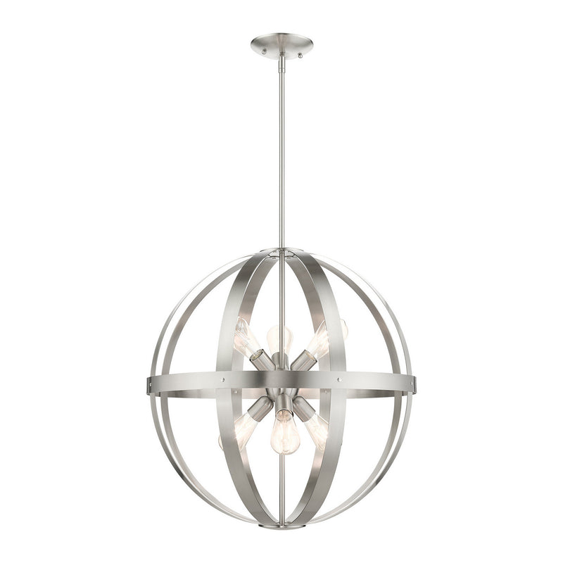 Livex Lighting 49646-91 Six Light Chandelier, Brushed Nickel