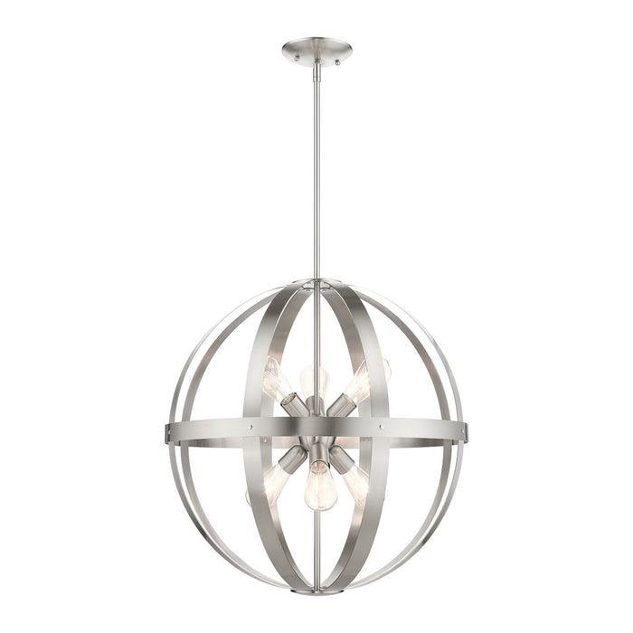 Livex Lighting 49646-91 Six Light Chandelier, Brushed Nickel