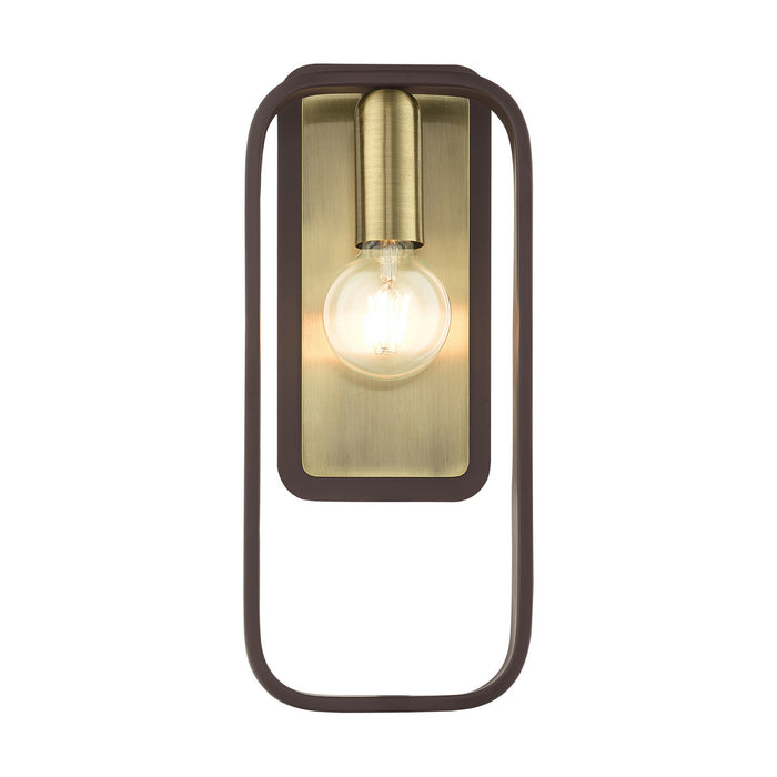 Livex Lighting 49742-07 One Light Wall Sconce, Bronze w/ Antique Brasss