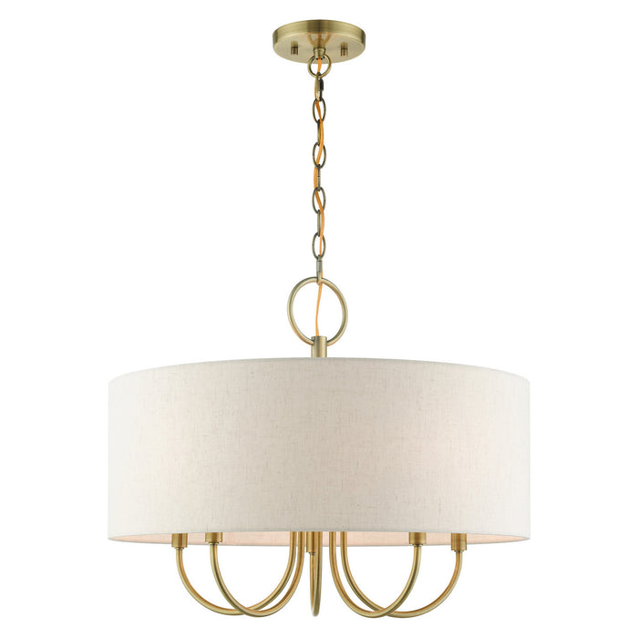 Livex Lighting 49805-01 Five Light Chandelier, Antique Brass