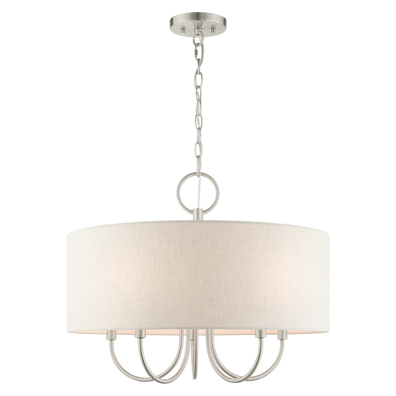 Livex Lighting 49805-91 Five Light Chandelier, Brushed Nickel