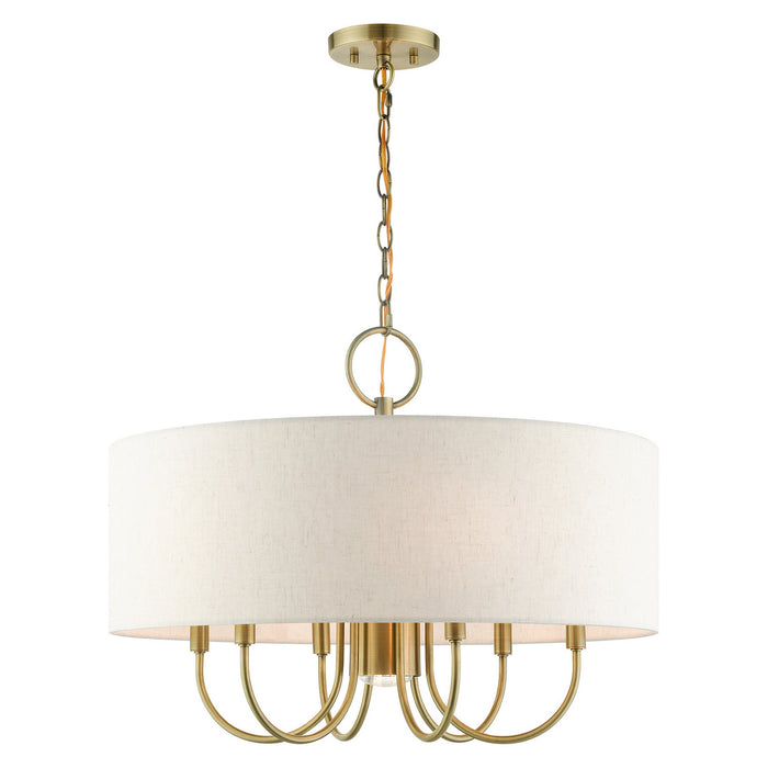 Livex Lighting 49806-01 Seven Light Chandelier, Antique Brass