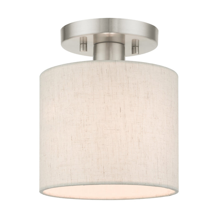 Livex Lighting 49807-91 One Light Semi Flush Mount, Brushed Nickel