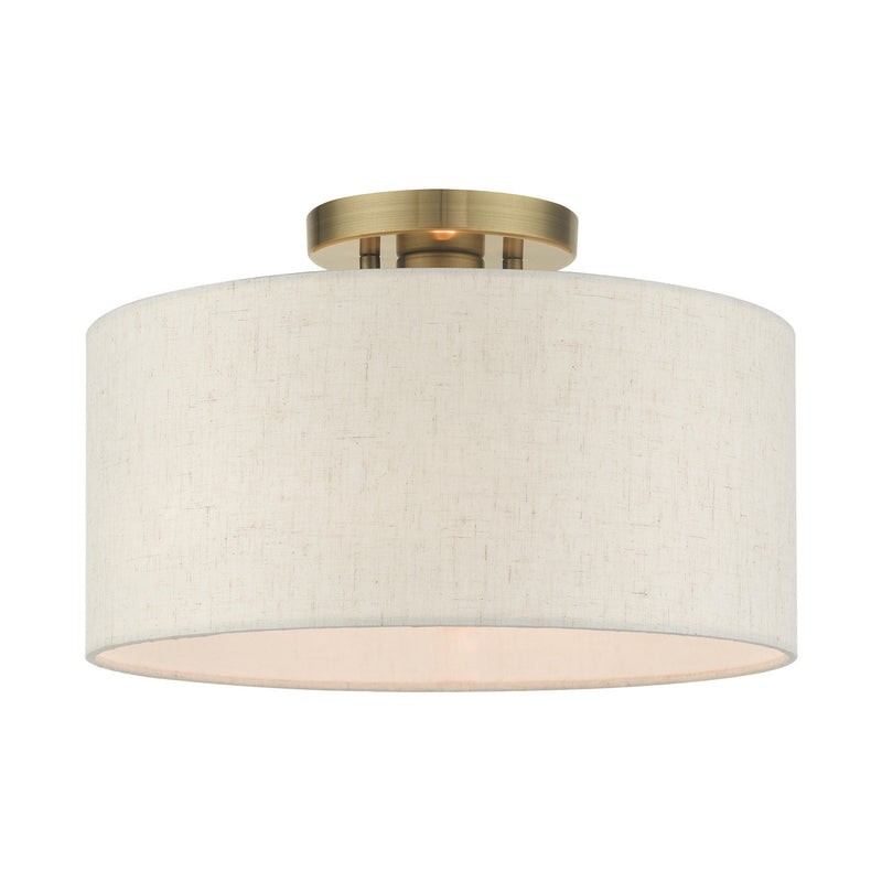 Livex Lighting 49809-01 One Light Semi Flush Mount, Antique Brass
