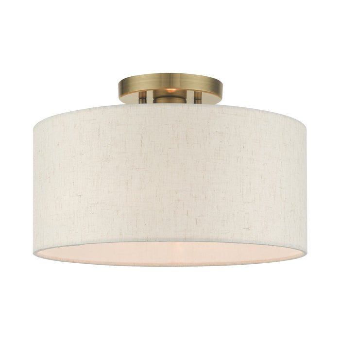 Livex Lighting 49809-01 One Light Semi Flush Mount, Antique Brass