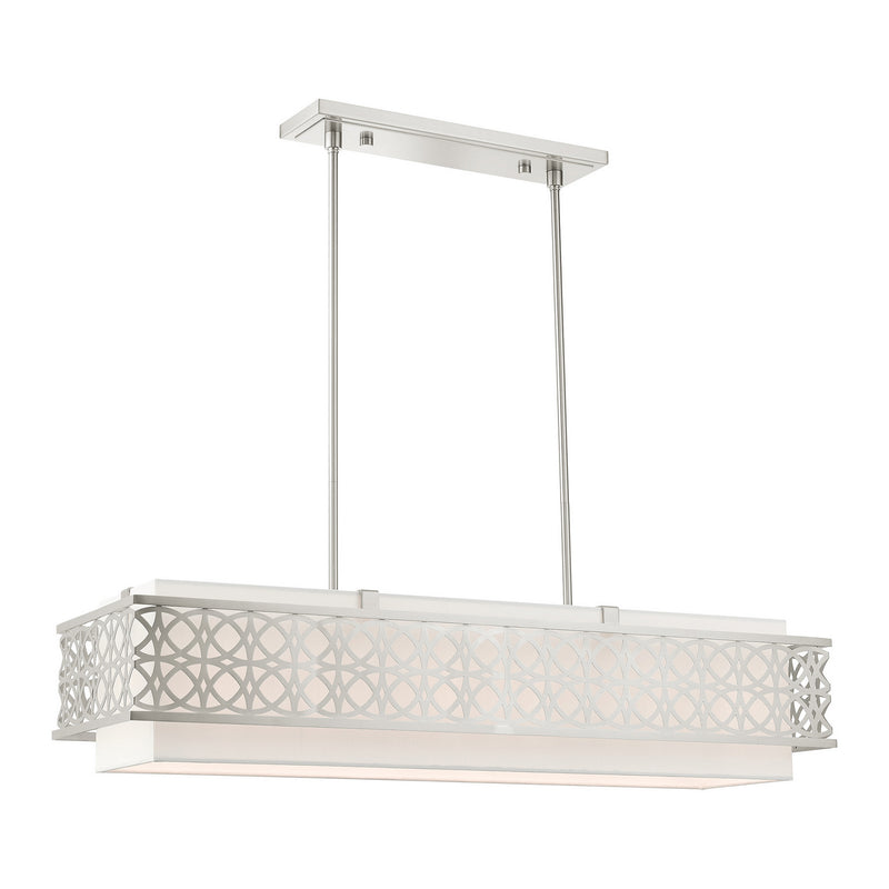 Livex Lighting 49868-91 Six Light Linear Chandelier, Brushed Nickel