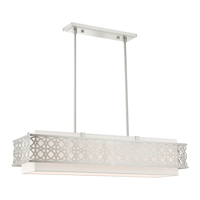 Livex Lighting 49868-91 Six Light Linear Chandelier, Brushed Nickel