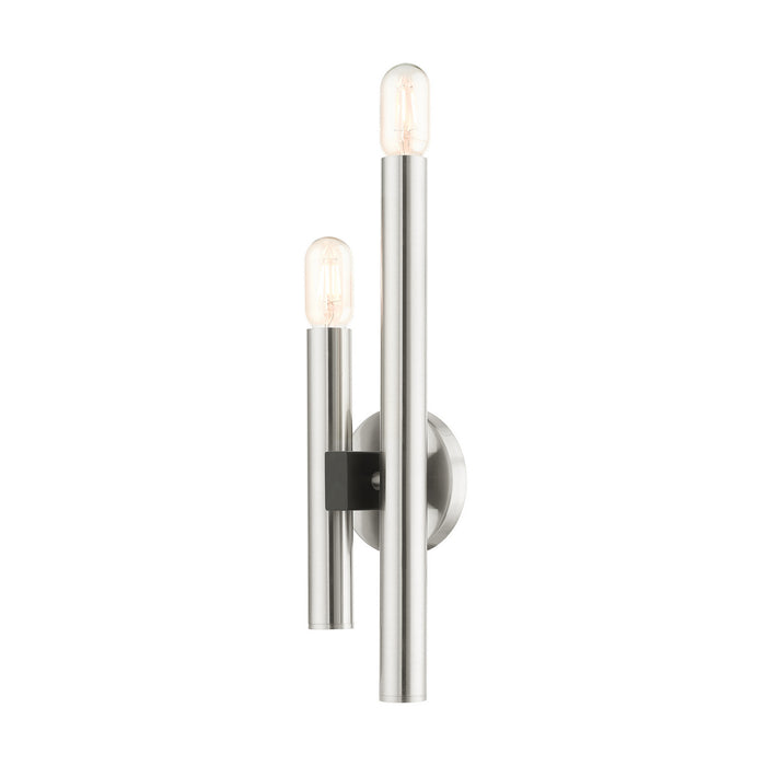 Livex Lighting 49992-91 Two Light Wall Sconce, Brushed Nickel w/ Blacks