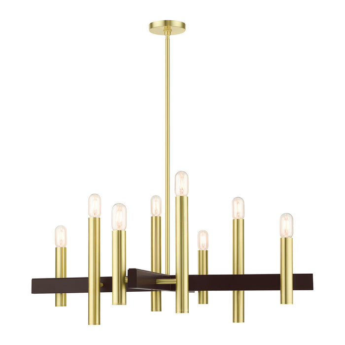 Livex Lighting 49998-12 Eight Light Chandelier, Satin Brass w/ Bronzes