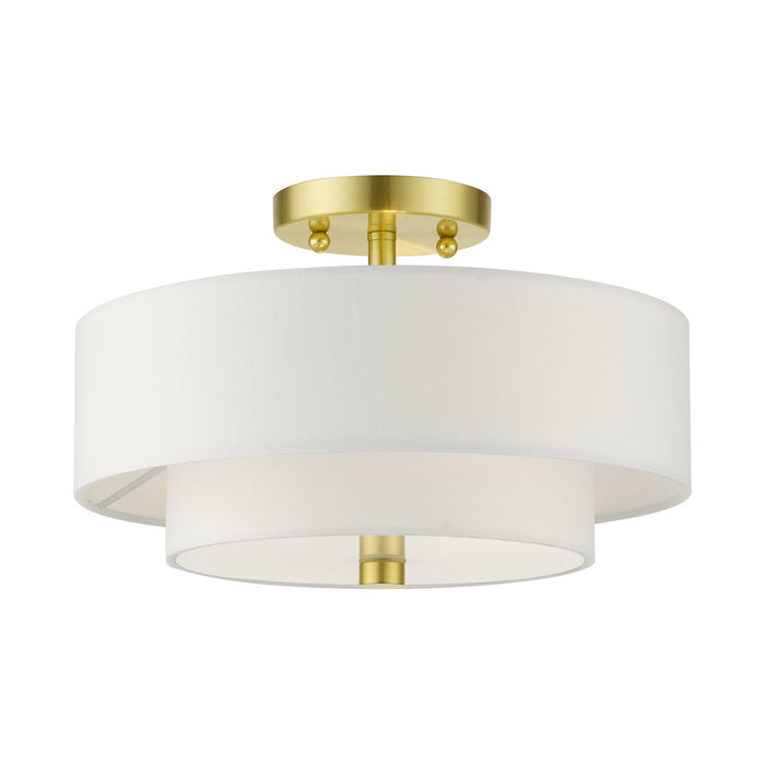 Livex Lighting 51042-12 Two Light Semi Flush Mount, Satin Brass