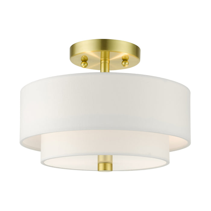 Livex Lighting 51043-12 Two Light Semi Flush Mount, Satin Brass