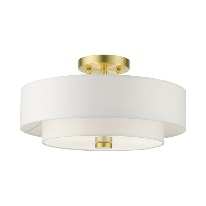 Livex Lighting 51044-12 Three Light Semi Flush Mount, Satin Brass