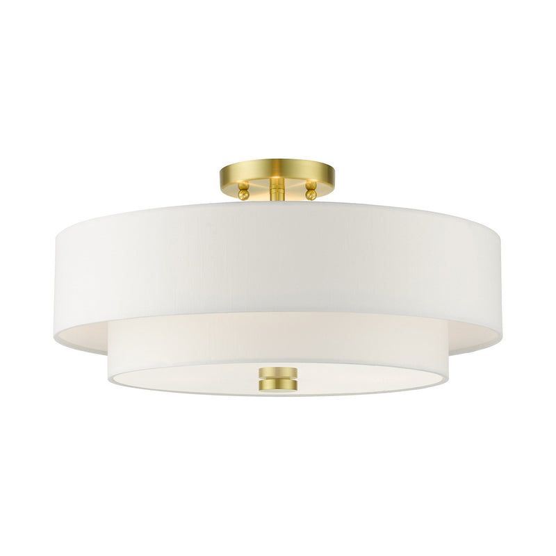 Livex Lighting 51045-12 Four Light Semi Flush Mount, Satin Brass