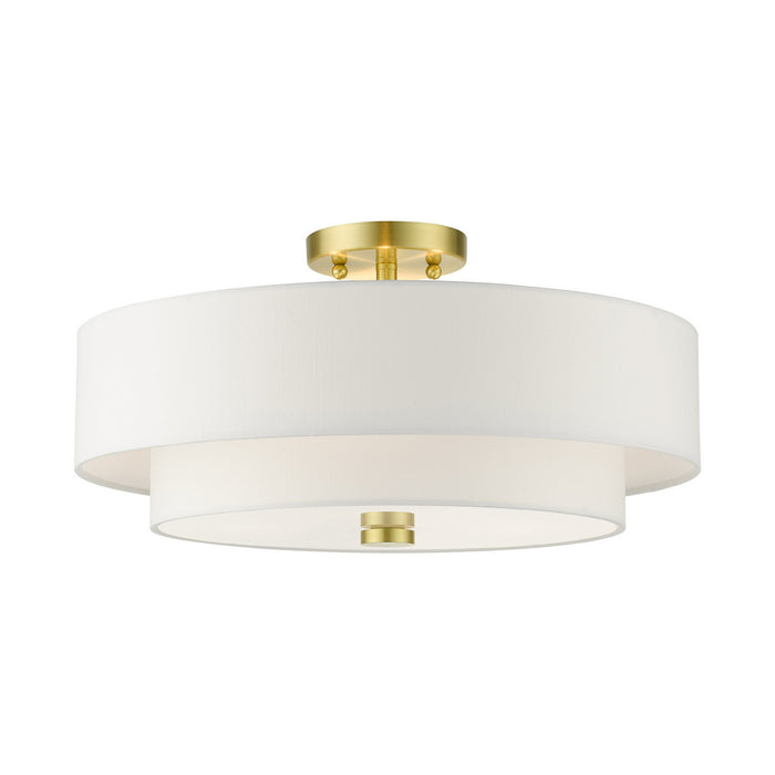 Livex Lighting 51045-12 Four Light Semi Flush Mount, Satin Brass