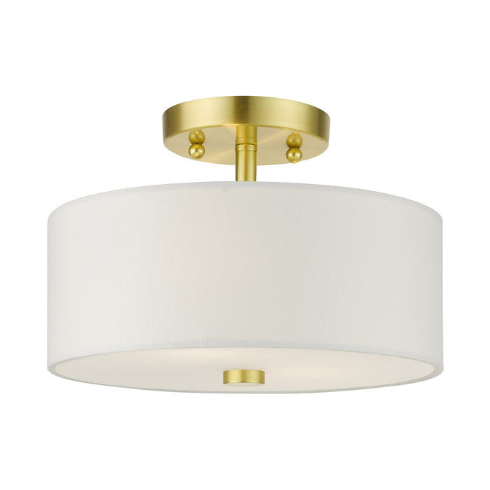 Livex Lighting 51052-12 Two Light Semi Flush Mount, Satin Brass