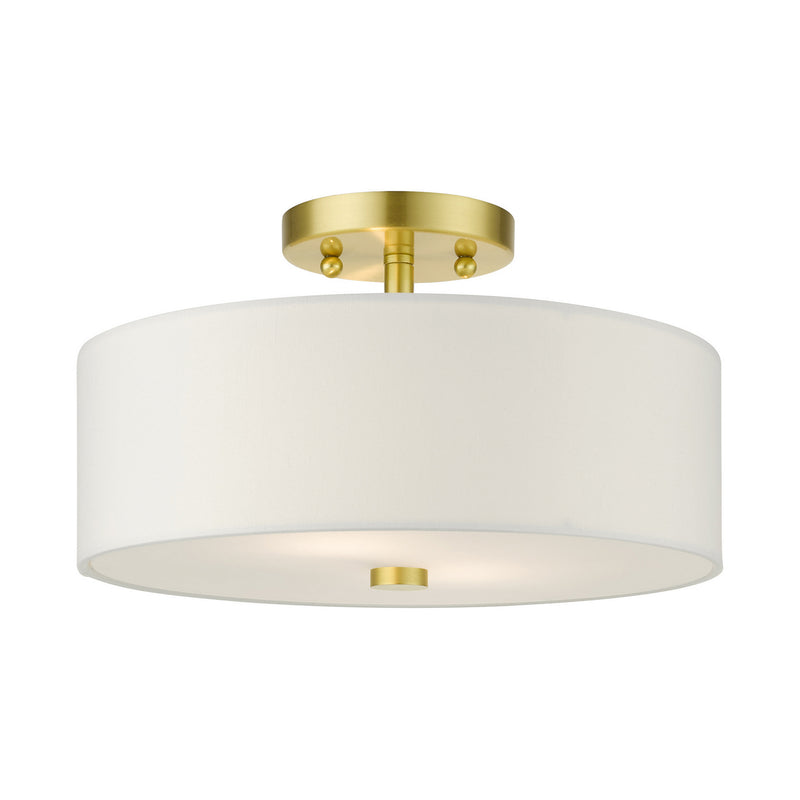 Livex Lighting 51053-12 Two Light Semi Flush Mount, Satin Brass