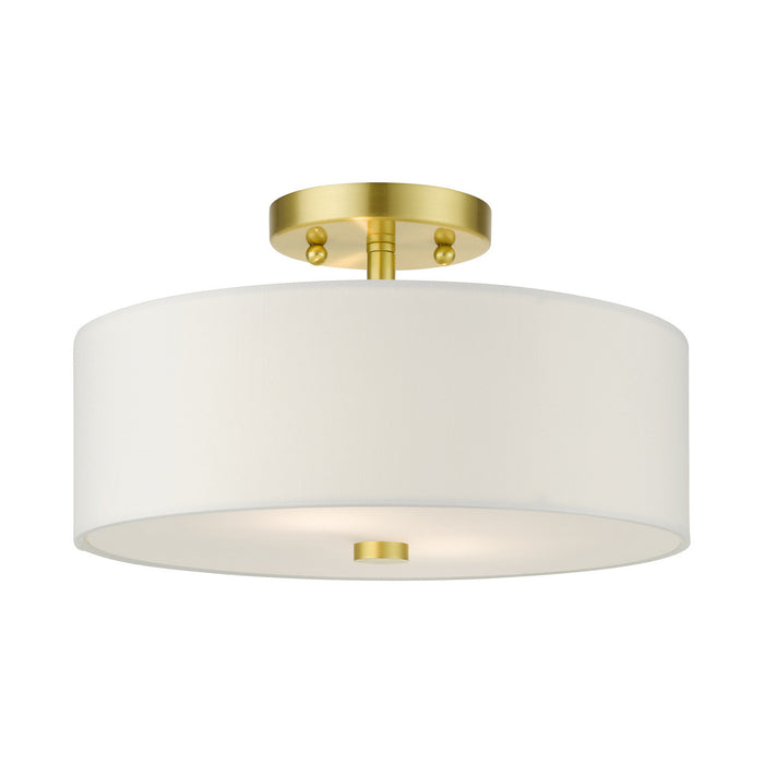Livex Lighting 51053-12 Two Light Semi Flush Mount, Satin Brass